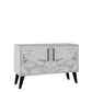 Manhattan Comfort Mid-Century- Modern Amsterdam Double Side Table 2.0 with 3 Shelves in White | Cabinets | Modishstore-2