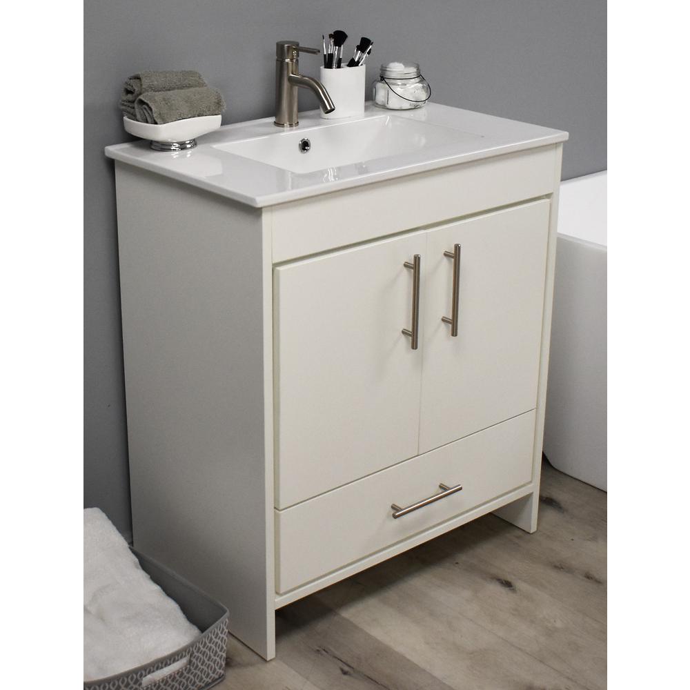Pacific 30" Modern Bathroom Vanity in Soft White By Volpa USA | Bathroom Accessories |  Modishstore  - 2