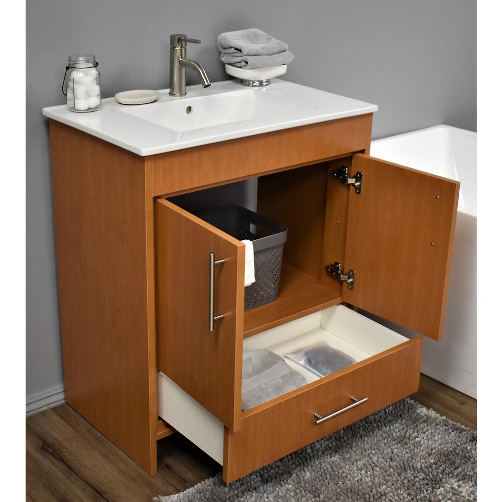 Pacific 30" Modern Bathroom Vanity in Honey Maple By Volpa USA | Bathroom Accessories |  Modishstore  - 8