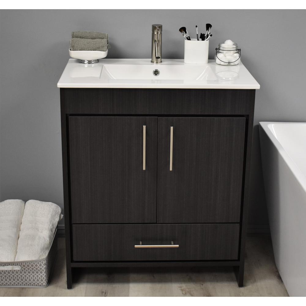 Pacific 30" Modern Bathroom Vanity in Black Ash By Volpa USA | Bathroom Accessories |  Modishstore  - 3