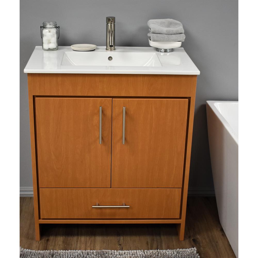 Pacific 30" Modern Bathroom Vanity in Honey Maple By Volpa USA | Bathroom Accessories |  Modishstore  - 3