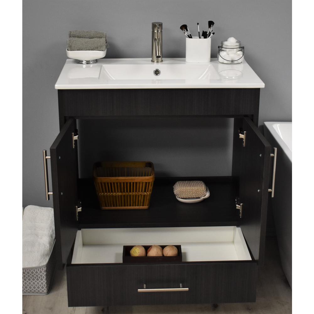 Pacific 30" Modern Bathroom Vanity in Black Ash By Volpa USA | Bathroom Accessories |  Modishstore  - 4