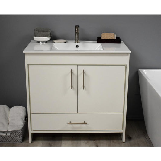 Pacific 36" Modern Bathroom Vanity in White with Integrated Ceramic By Volpa USA | Bathroom Accessories |  Modishstore 