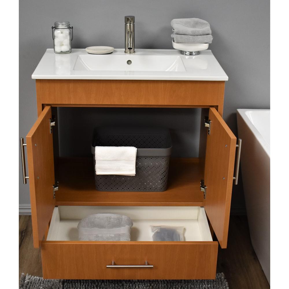 Pacific 30" Modern Bathroom Vanity in Honey Maple By Volpa USA | Bathroom Accessories |  Modishstore  - 9