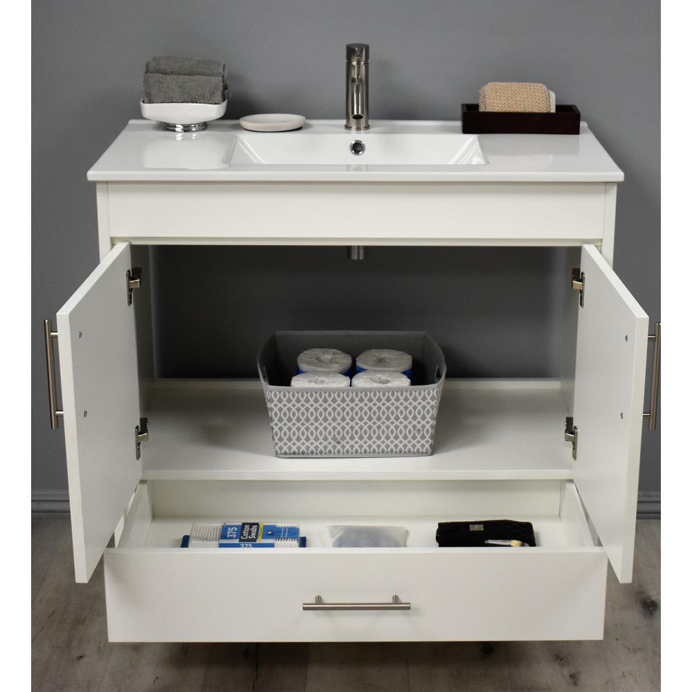 Pacific 36" Modern Bathroom Vanity in White with Integrated Ceramic By Volpa USA | Bathroom Accessories |  Modishstore  - 2