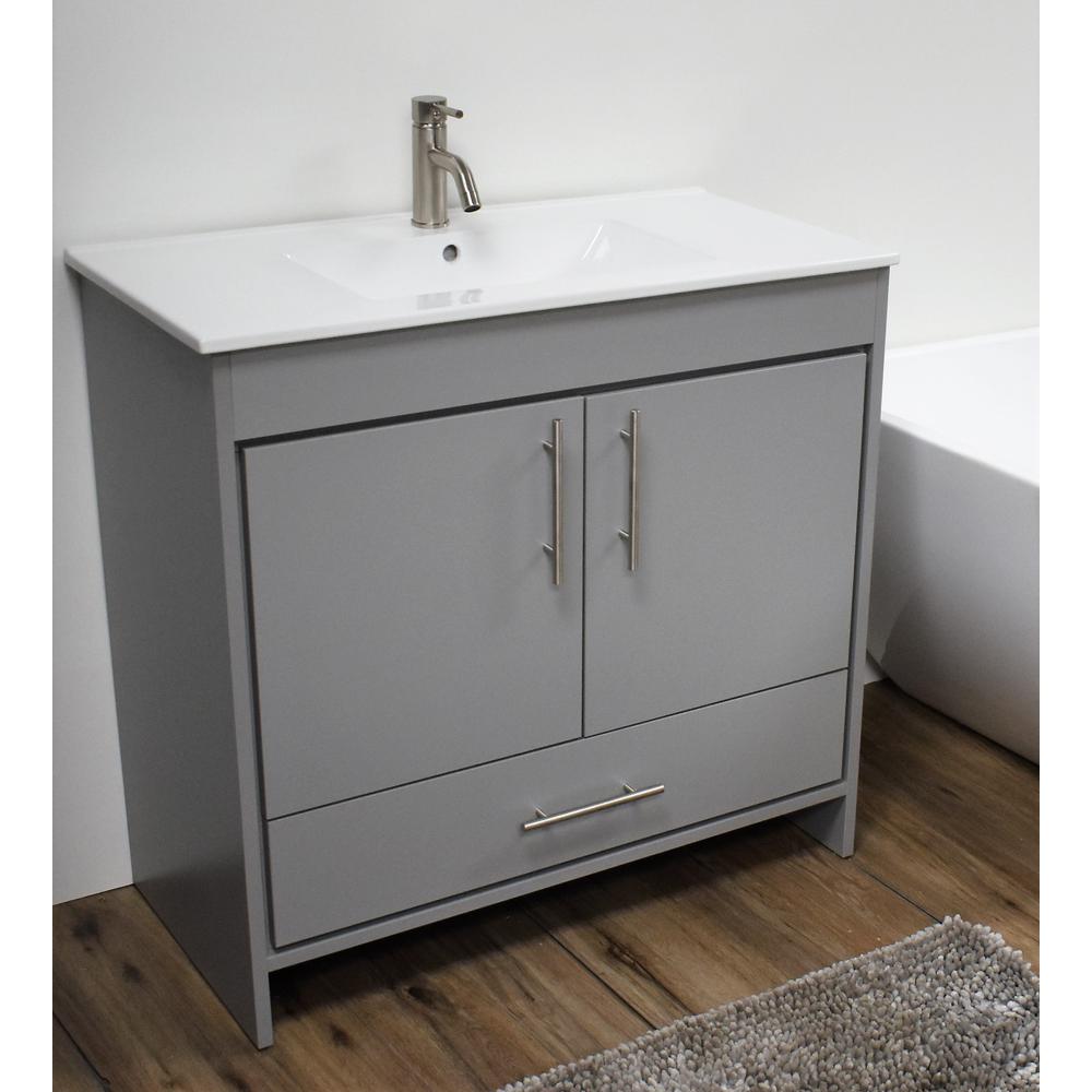 Pacific 36" Modern Bathroom Vanity in White with Integrated Ceramic By Volpa USA | Bathroom Accessories |  Modishstore  - 13