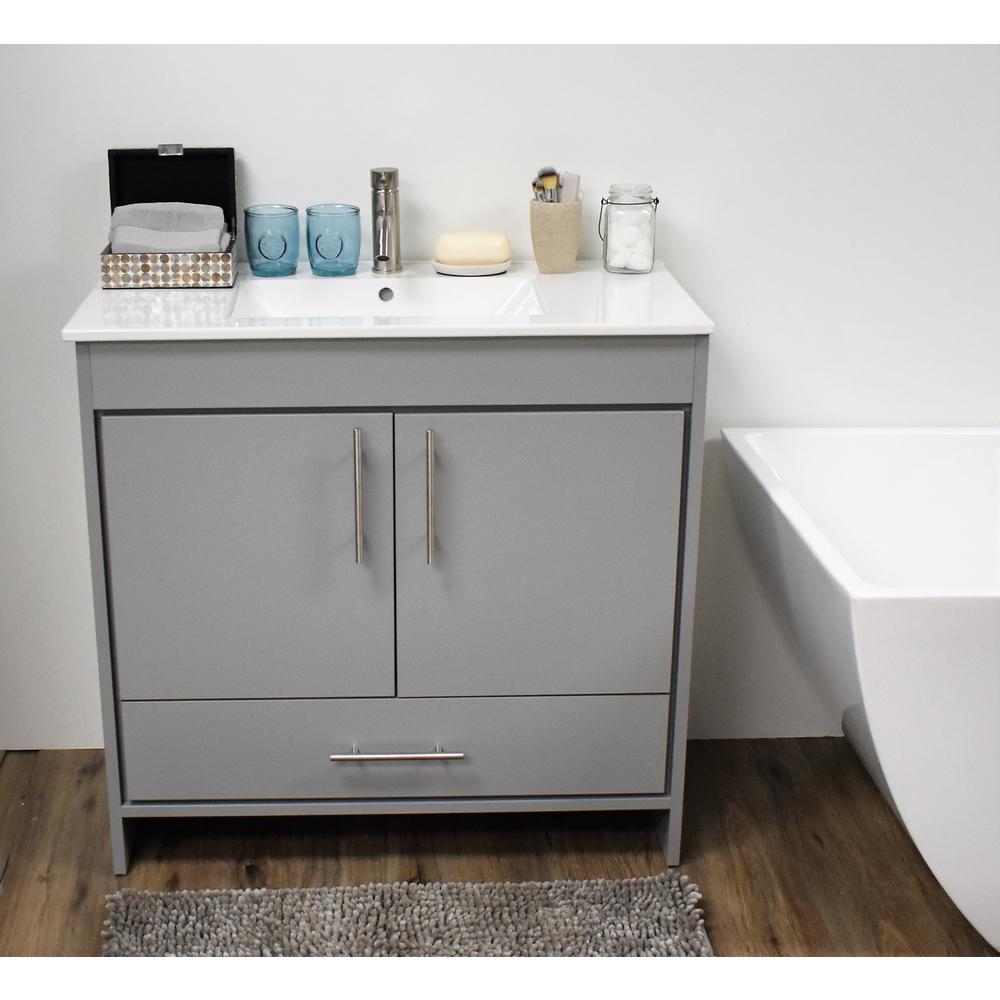 Pacific 36" Modern Bathroom Vanity in White with Integrated Ceramic By Volpa USA | Bathroom Accessories |  Modishstore  - 8
