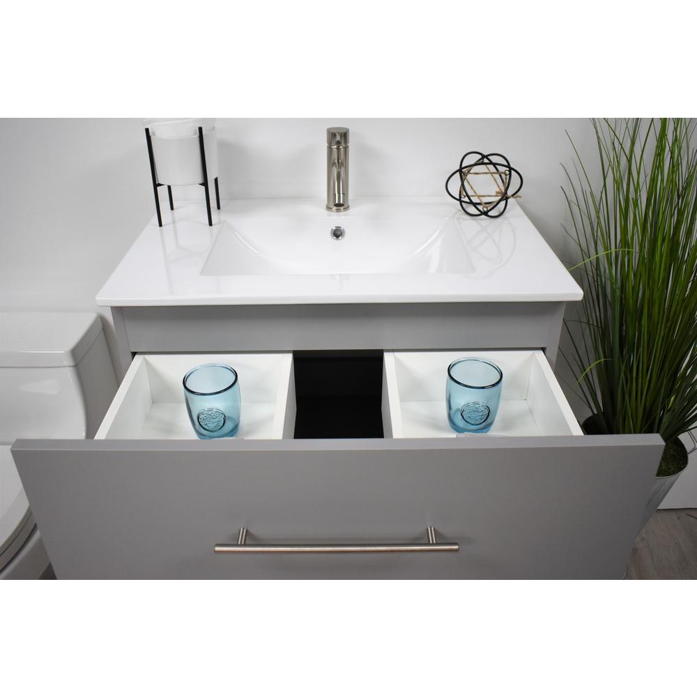 Napa 30" Modern Wall-Mounted Floating Bathroom Vanity with Ceramic By Volpa USA | Bathroom Accessories |  Modishstore  - 11
