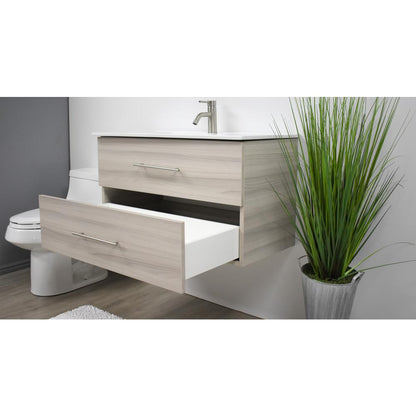 Napa 36" Modern Wall-Mounted Floating Bathroom Vanity with Ceramic By Volpa USA | Bathroom Accessories |  Modishstore  - 9