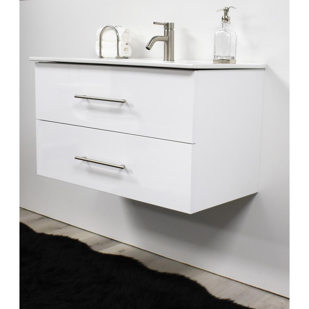 Napa 36" Modern Wall-Mounted Floating Bathroom Vanity in Glossy White By Volpa USA | Bathroom Accessories |  Modishstore  - 2