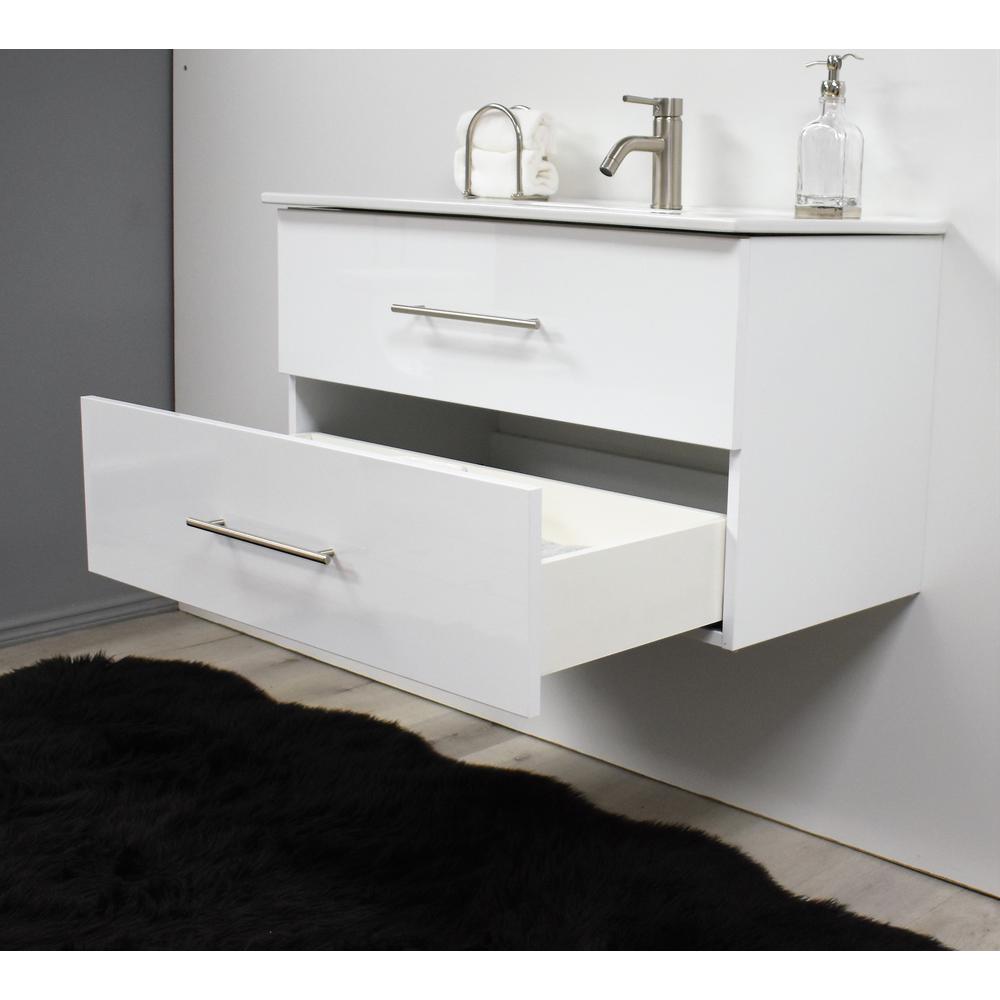 Napa 36" Modern Wall-Mounted Floating Bathroom Vanity in Glossy White By Volpa USA | Bathroom Accessories |  Modishstore  - 9