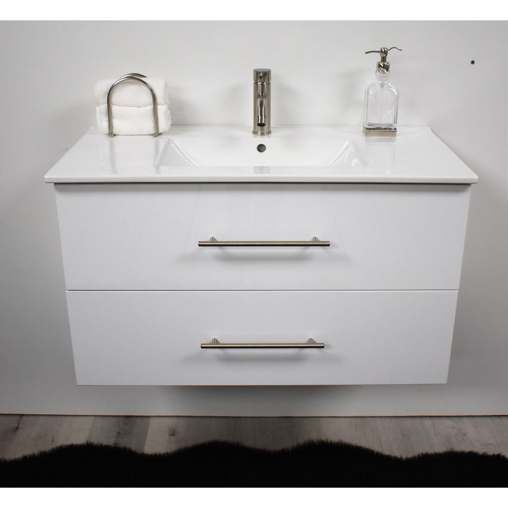 Napa 36" Modern Wall-Mounted Floating Bathroom Vanity in Glossy White By Volpa USA | Bathroom Accessories |  Modishstore 