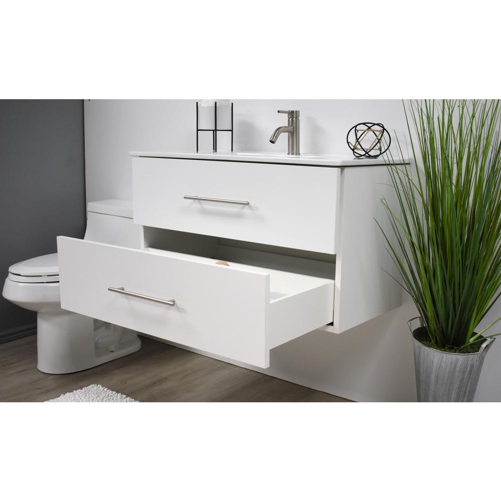 Napa 36" Modern Wall-Mounted Floating Bathroom Vanity with Ceramic Top By Volpa USA | Bathroom Accessories |  Modishstore  - 10