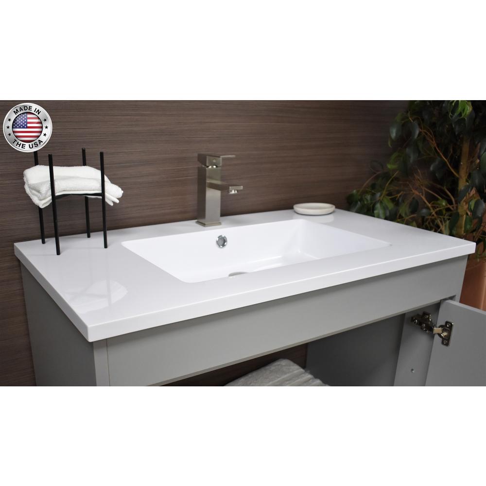 Rio 36" Modern Bathroom Vanity in Grey with Acrylic Top By Volpa USA | Bathroom Accessories |  Modishstore  - 4