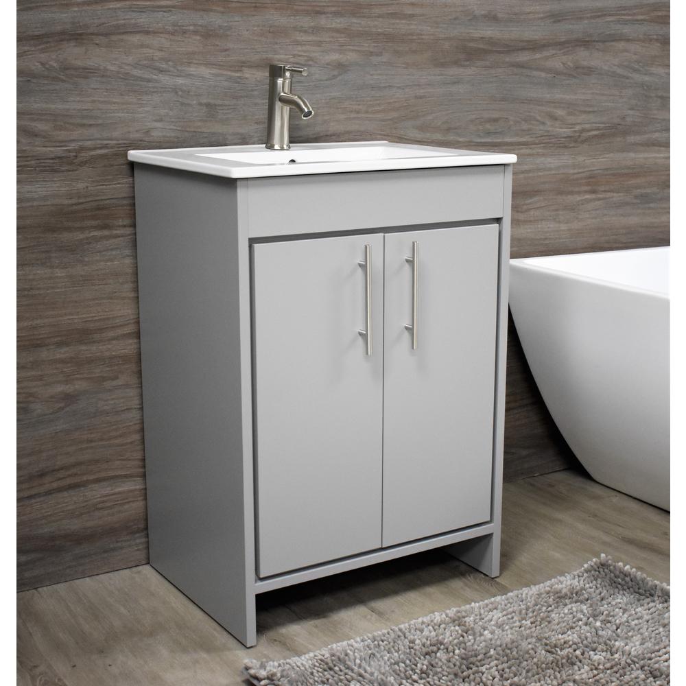 Villa 30" Modern Bathroom Vanity in Grey with Integrated Ceramic By Volpa USA | Bathroom Accessories |  Modishstore  - 6