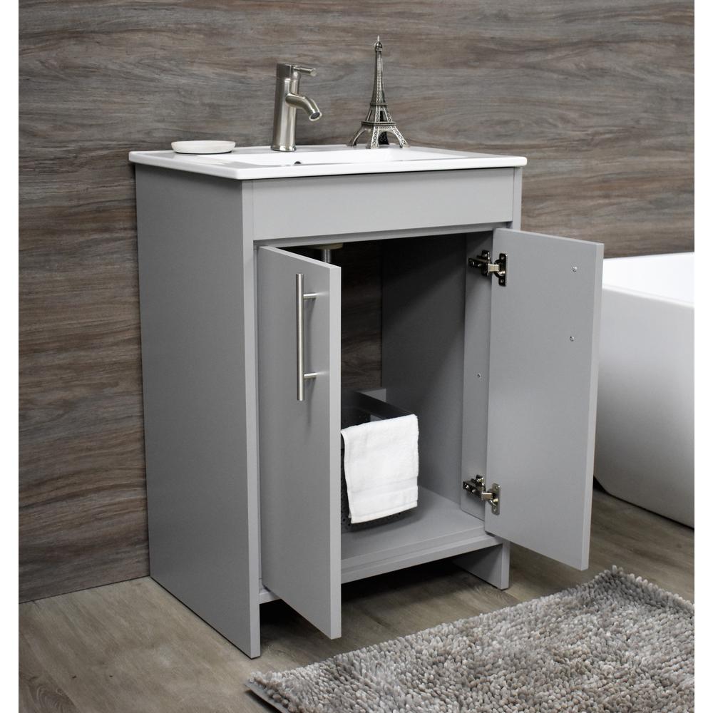 Villa 30" Modern Bathroom Vanity in Grey with Integrated Ceramic By Volpa USA | Bathroom Accessories |  Modishstore  - 9