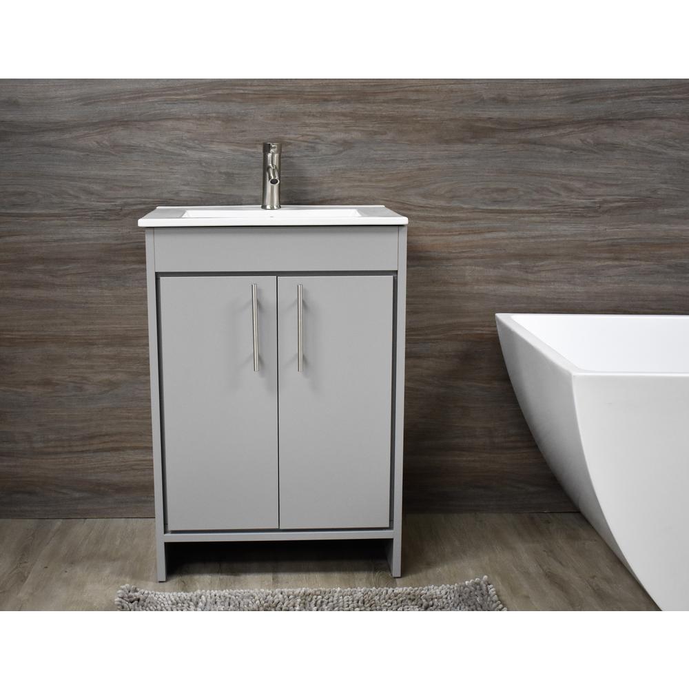Villa 30" Modern Bathroom Vanity in Grey with Integrated Ceramic By Volpa USA | Bathroom Accessories |  Modishstore  - 2