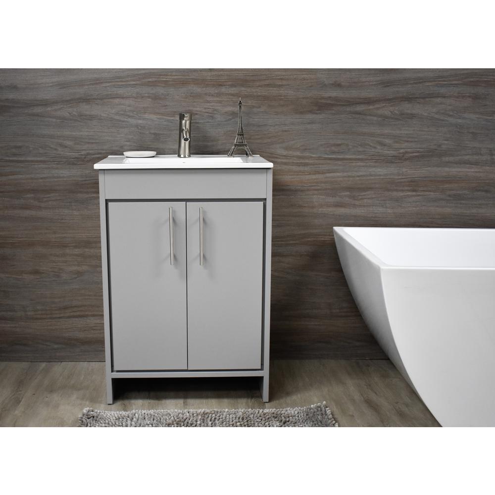 Villa 30" Modern Bathroom Vanity in Grey with Integrated Ceramic By Volpa USA | Bathroom Accessories |  Modishstore  - 5