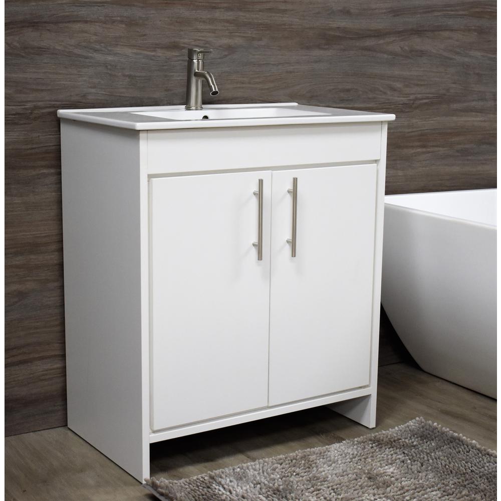 Villa 30" Modern Bathroom Vanity in White with Integrated Ceramic Top By Volpa USA | Bathroom Accessories |  Modishstore  - 2