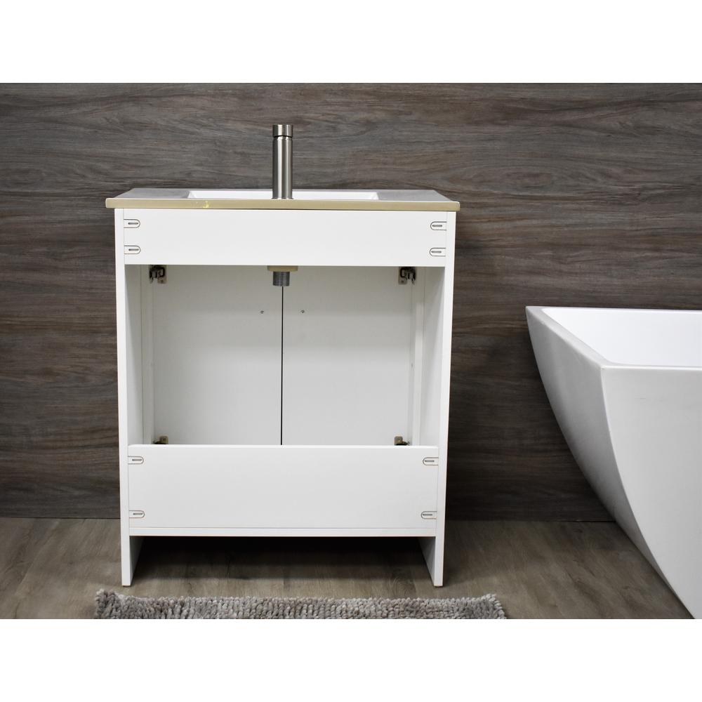 Villa 30" Modern Bathroom Vanity in White with Integrated Ceramic Top By Volpa USA | Bathroom Accessories |  Modishstore  - 6