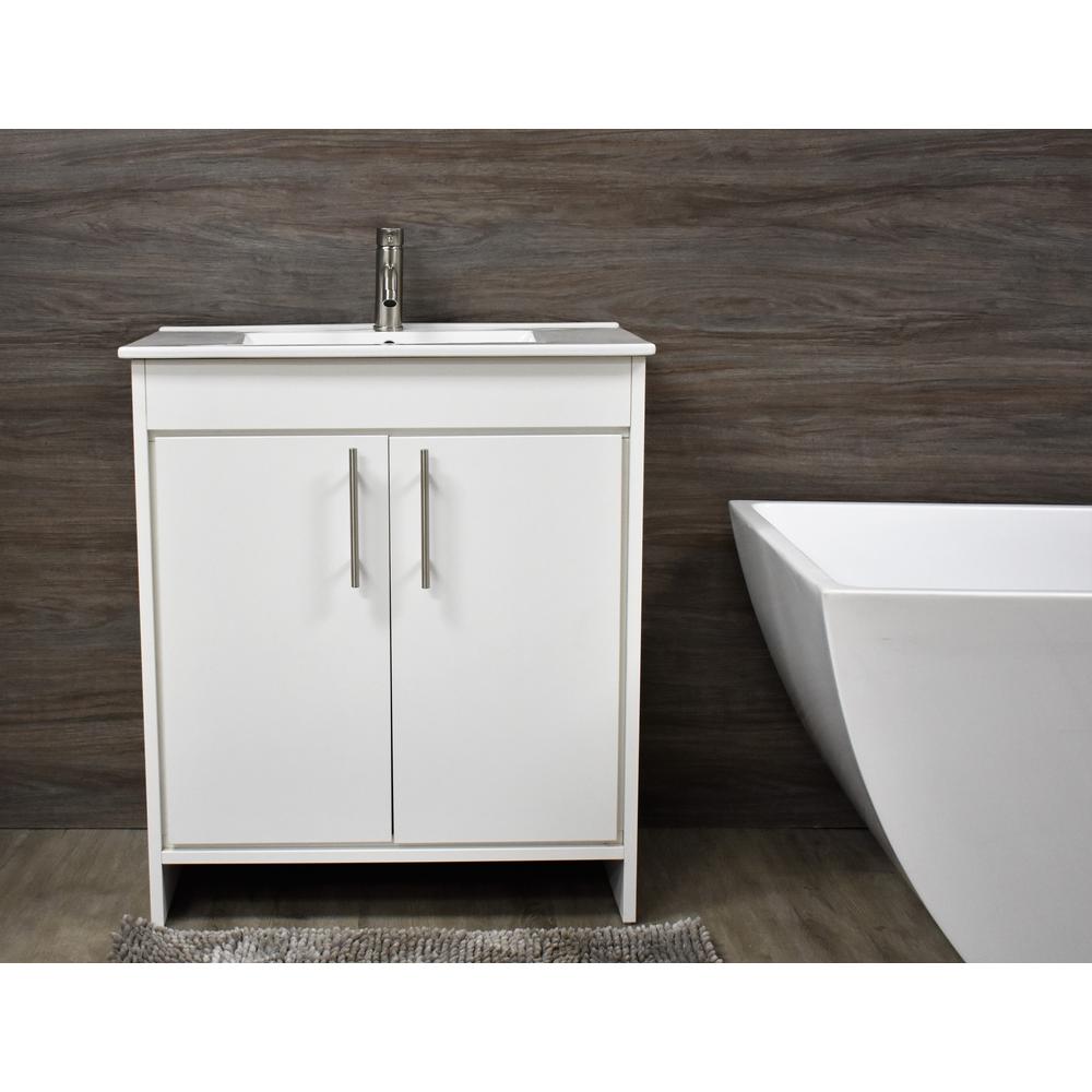 Villa 30" Modern Bathroom Vanity in White with Integrated Ceramic Top By Volpa USA | Bathroom Accessories |  Modishstore  - 4