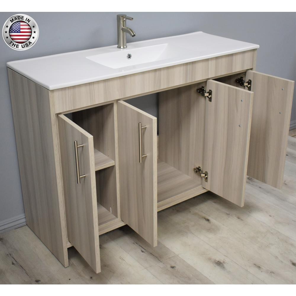 Villa 48" Modern Bathroom Vanity in Weathered Grey with Integrated Ceramic By Volpa USA | Bathroom Accessories |  Modishstore  - 24