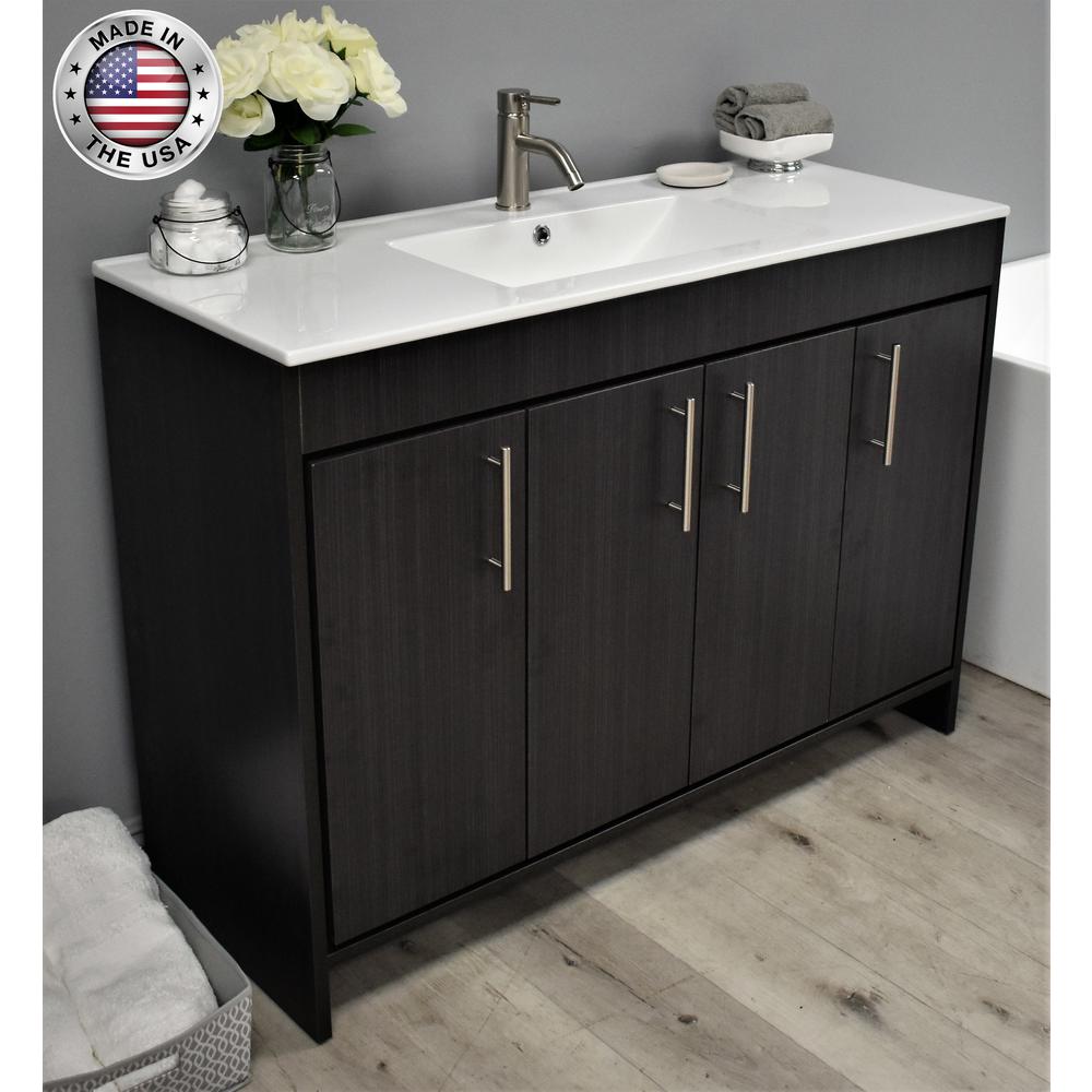 Villa 48" Modern Bathroom Vanity in Weathered Grey with Integrated Ceramic By Volpa USA | Bathroom Accessories |  Modishstore  - 15