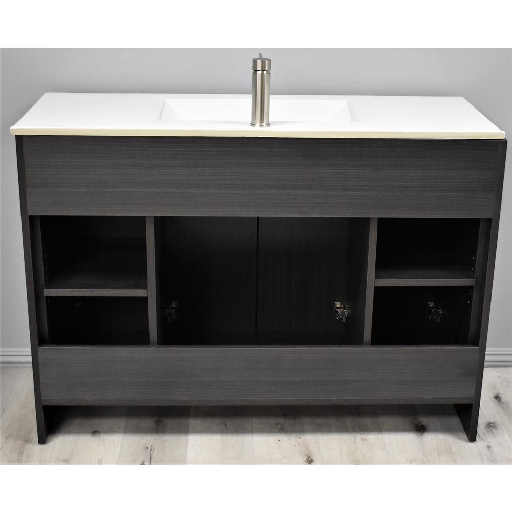 Villa 48" Modern Bathroom Vanity in Weathered Grey with Integrated Ceramic By Volpa USA | Bathroom Accessories |  Modishstore  - 11