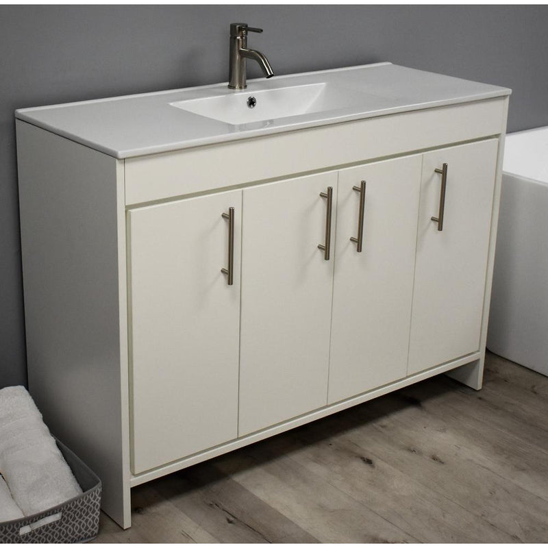 Villa 48" Modern Bathroom Vanity in White with Integrated Ceramic By Volpa USA | Bathroom Accessories |  Modishstore 