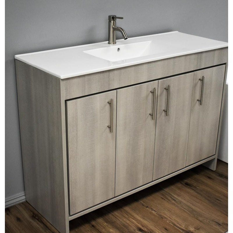 Villa 48" Modern Bathroom Vanity in Weathered Grey with Integrated Ceramic By Volpa USA | Bathroom Accessories |  Modishstore 