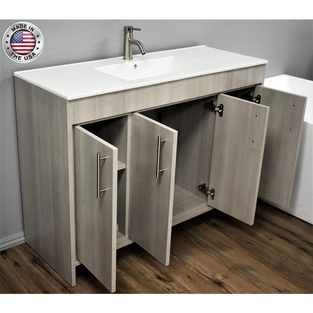 Villa 48" Modern Bathroom Vanity in Weathered Grey with Integrated Ceramic By Volpa USA | Bathroom Accessories |  Modishstore  - 8