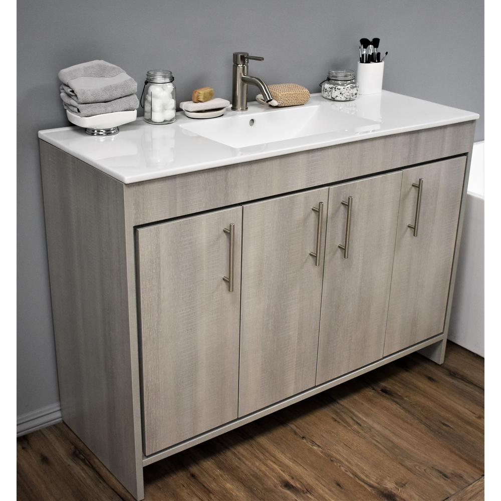 Villa 48" Modern Bathroom Vanity in Weathered Grey with Integrated Ceramic By Volpa USA | Bathroom Accessories |  Modishstore  - 5