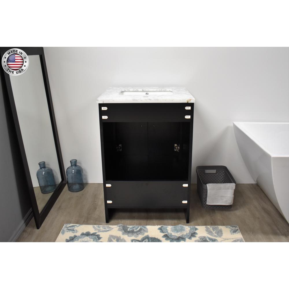 Capri 24" Modern Bathroom Vanity in Black with Carrara Marble top By Volpa USA | Bathroom Accessories |  Modishstore  - 23