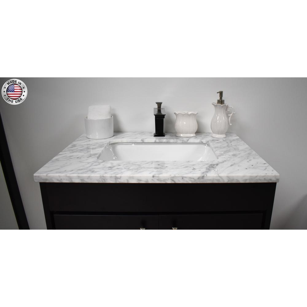 Capri 24" Modern Bathroom Vanity in Black with Carrara Marble top By Volpa USA | Bathroom Accessories |  Modishstore  - 21