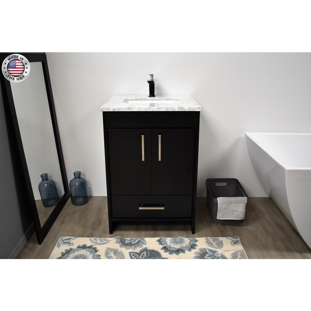 Capri 24" Modern Bathroom Vanity in Black with Carrara Marble top By Volpa USA | Bathroom Accessories |  Modishstore  - 20