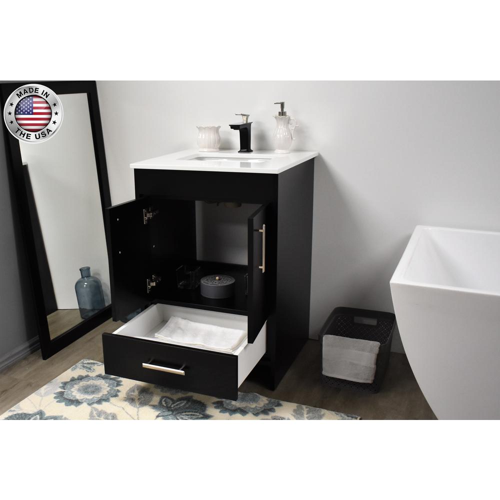 Capri 24" Modern Bathroom Vanity in White with White Microstone By Volpa USA | Bathroom Accessories |  Modishstore  - 25