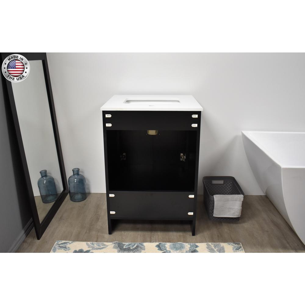 Capri 24" Modern Bathroom Vanity in White with White Microstone By Volpa USA | Bathroom Accessories |  Modishstore  - 24