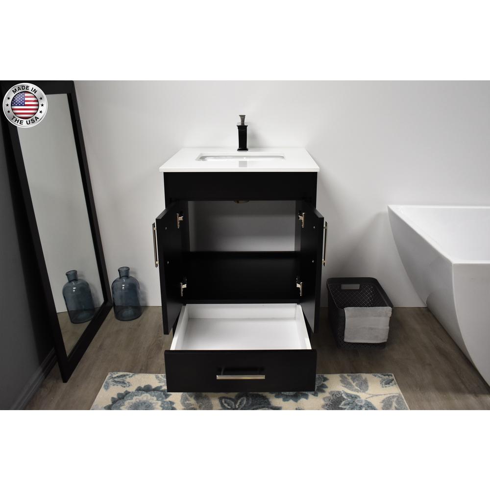 Capri 24" Modern Bathroom Vanity in White with White Microstone By Volpa USA | Bathroom Accessories |  Modishstore  - 19