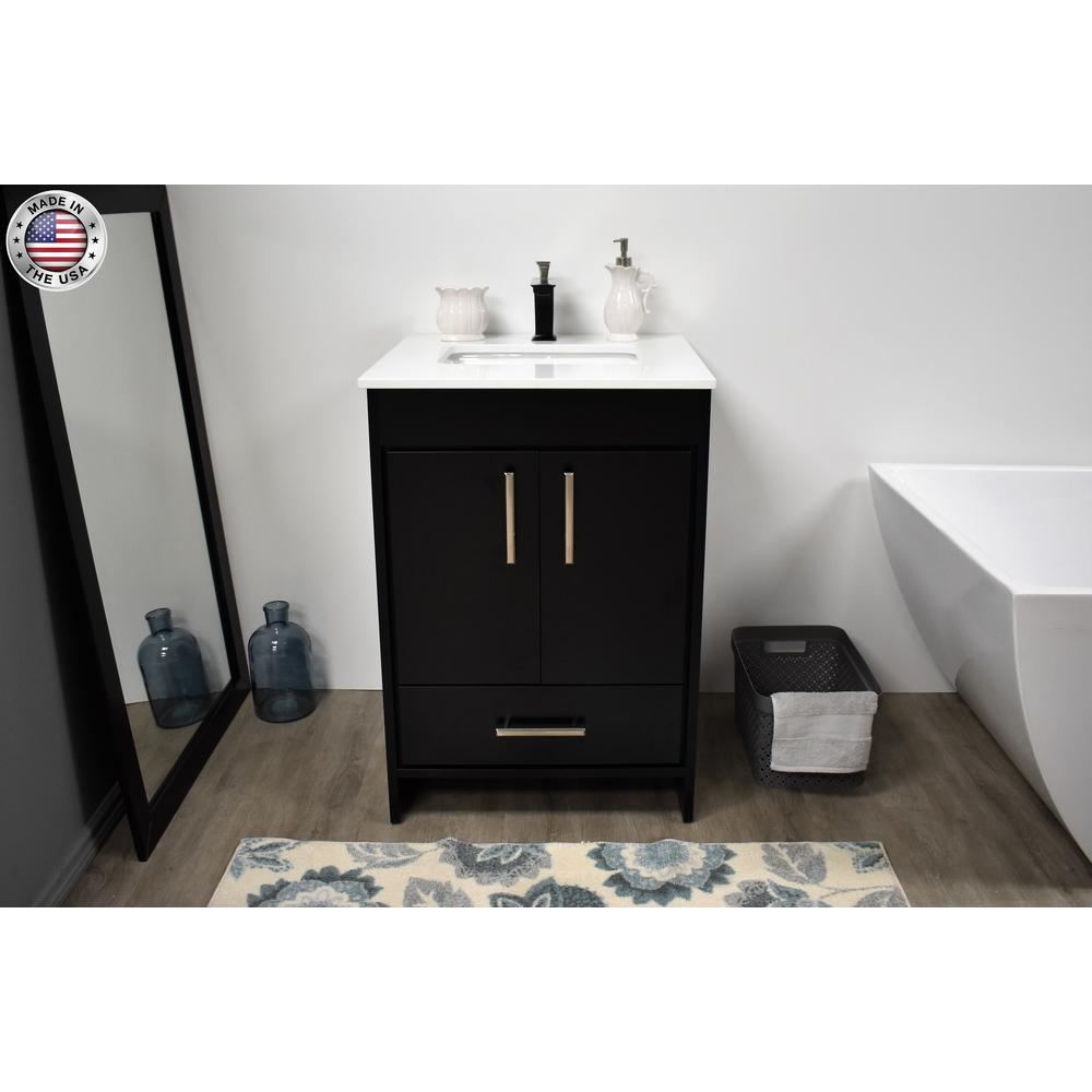 Capri 24" Modern Bathroom Vanity in White with White Microstone By Volpa USA | Bathroom Accessories |  Modishstore  - 20