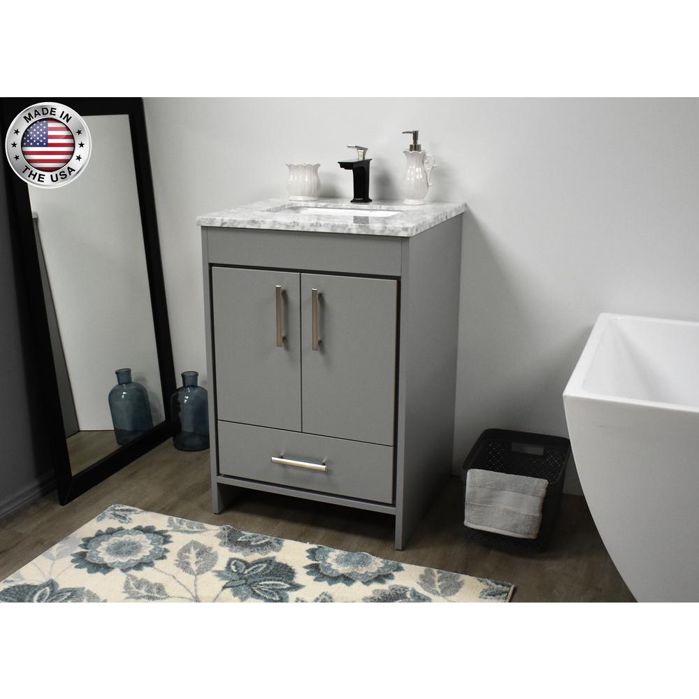 Capri 24" Modern Bathroom Vanity in Black with Carrara Marble top By Volpa USA | Bathroom Accessories |  Modishstore  - 9