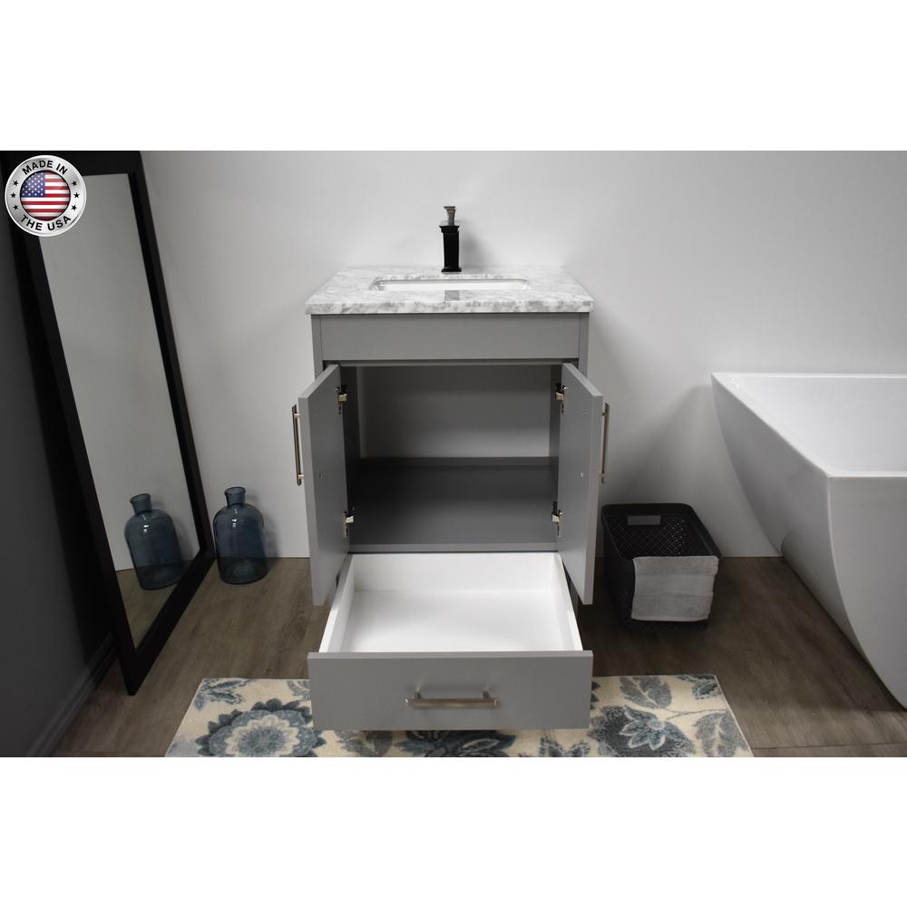 Capri 24" Modern Bathroom Vanity in Black with Carrara Marble top By Volpa USA | Bathroom Accessories |  Modishstore  - 11