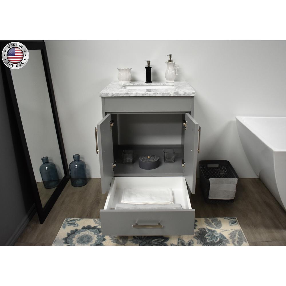 Capri 24" Modern Bathroom Vanity in Black with Carrara Marble top By Volpa USA | Bathroom Accessories |  Modishstore  - 10