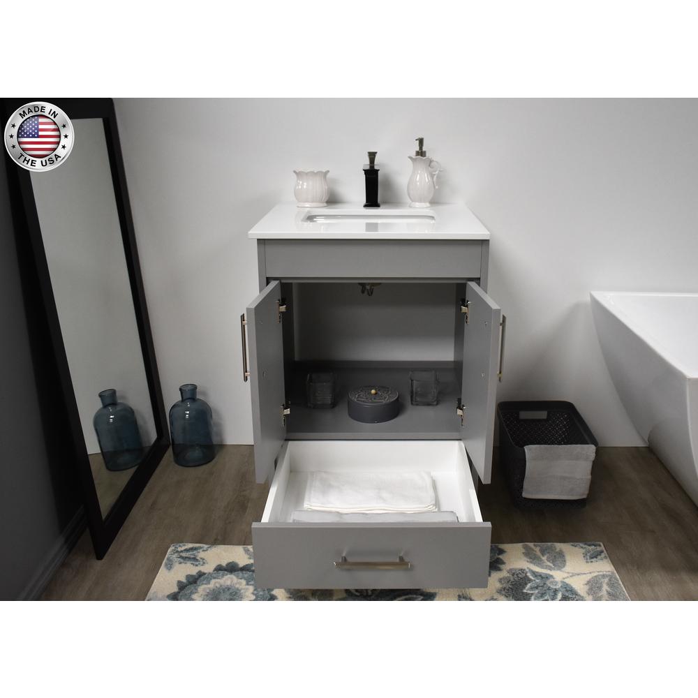 Capri 24" Modern Bathroom Vanity in White with White Microstone By Volpa USA | Bathroom Accessories |  Modishstore  - 12