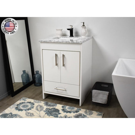Capri 24" Modern Bathroom Vanity in Black with Carrara Marble top By Volpa USA | Bathroom Accessories |  Modishstore 