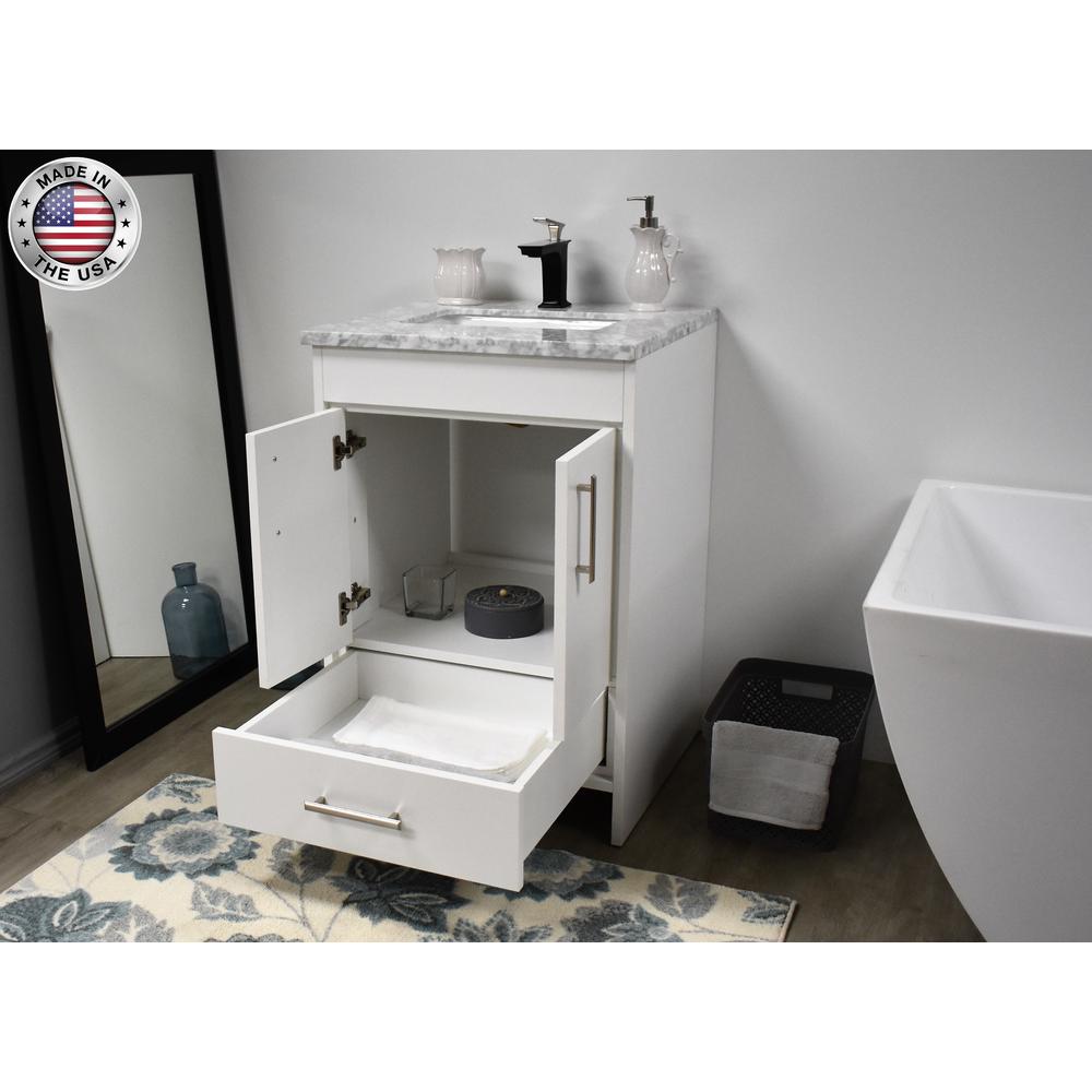 Capri 24" Modern Bathroom Vanity in Black with Carrara Marble top By Volpa USA | Bathroom Accessories |  Modishstore  - 8