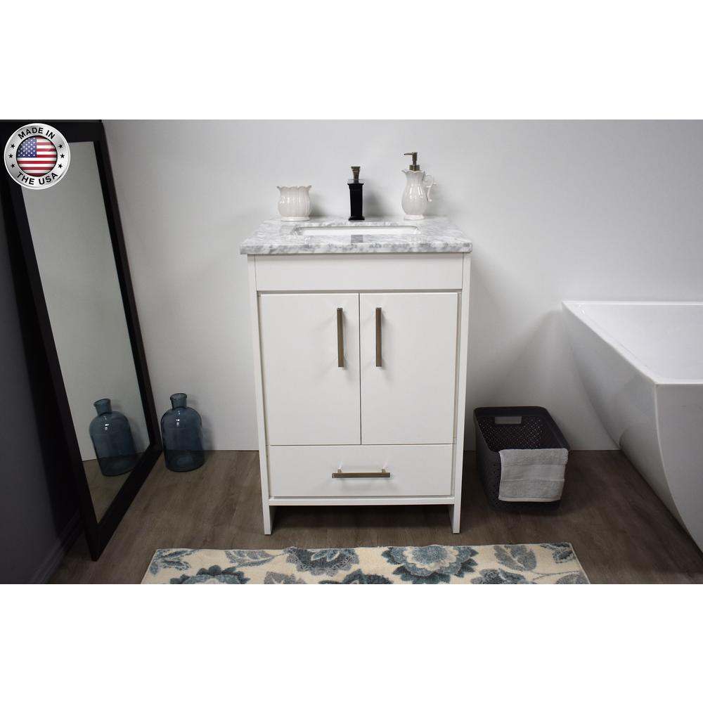 Capri 24" Modern Bathroom Vanity in Black with Carrara Marble top By Volpa USA | Bathroom Accessories |  Modishstore  - 3