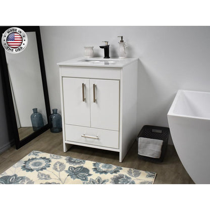 Capri 24" Modern Bathroom Vanity in White with White Microstone By Volpa USA | Bathroom Accessories |  Modishstore 