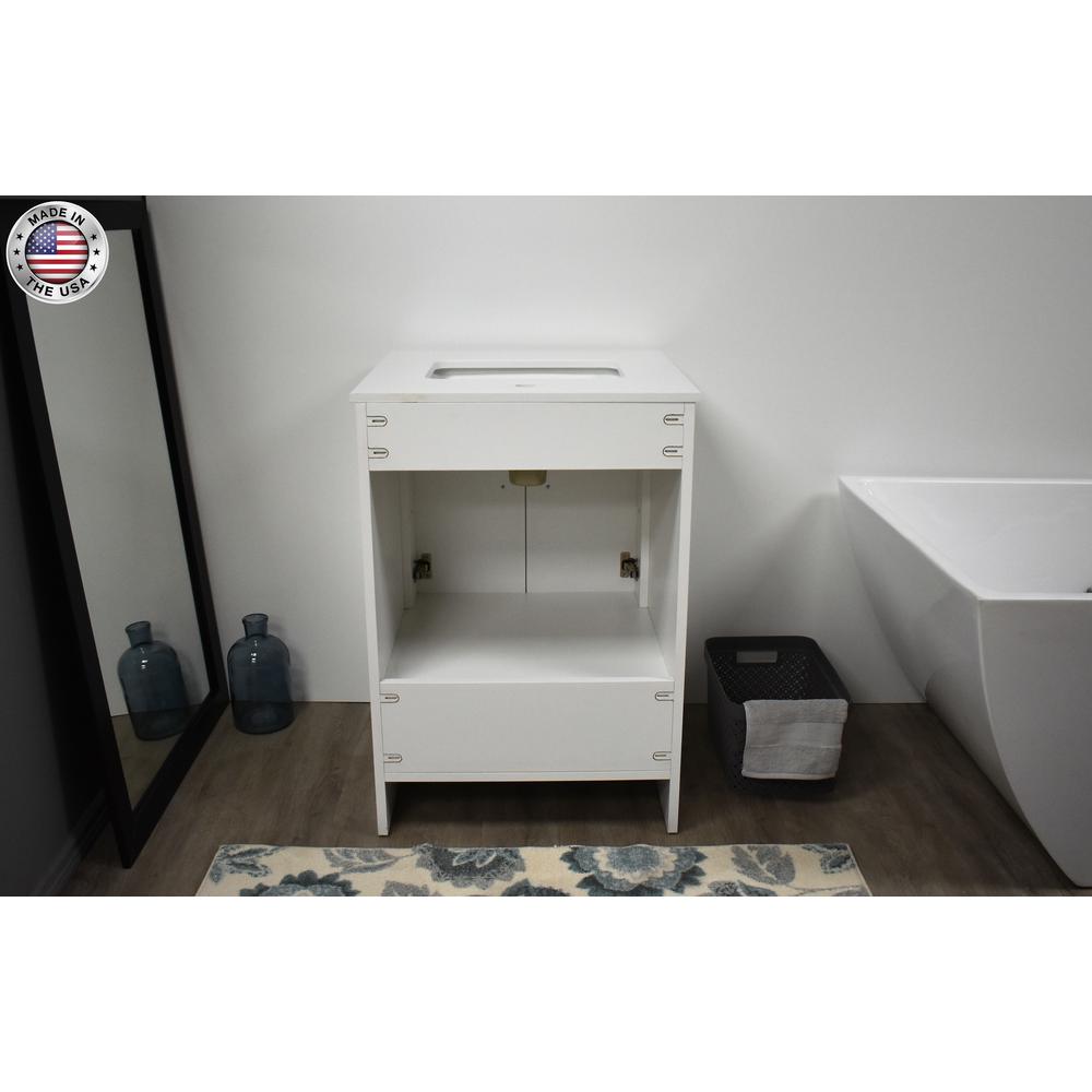 Capri 24" Modern Bathroom Vanity in White with White Microstone By Volpa USA | Bathroom Accessories |  Modishstore  - 7
