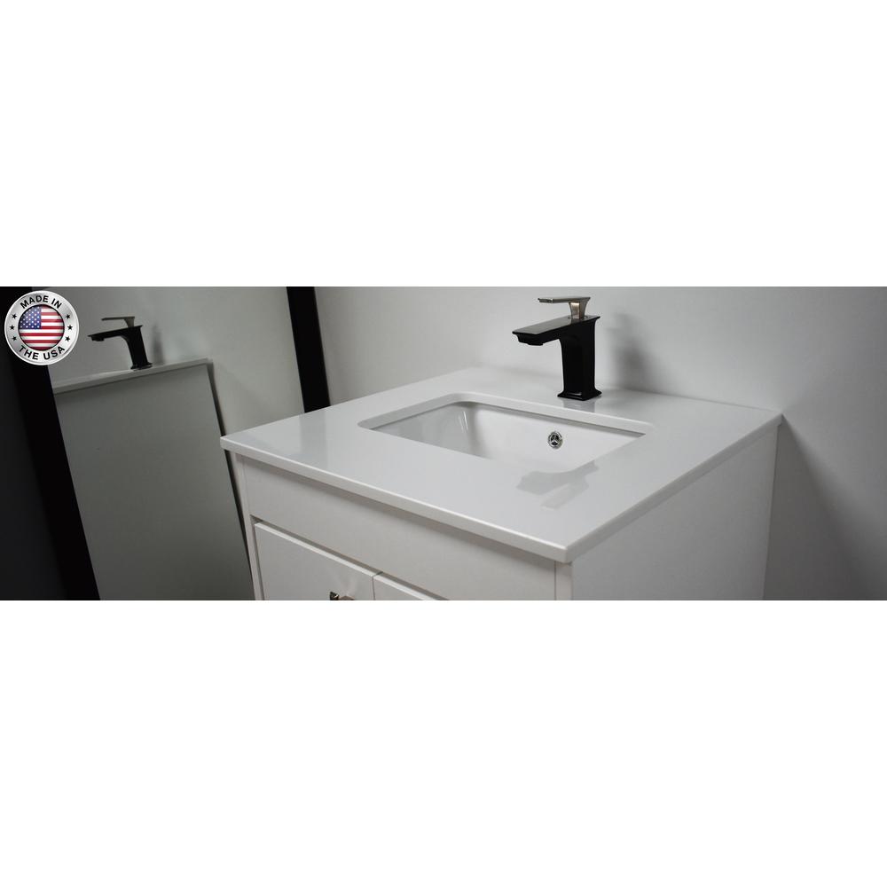 Capri 24" Modern Bathroom Vanity in White with White Microstone By Volpa USA | Bathroom Accessories |  Modishstore  - 6