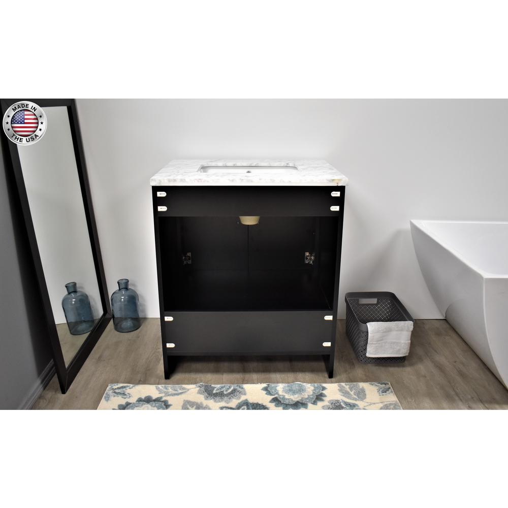 Capri 30" Modern Bathroom Vanity in White with Carrara Marble top By Volpa USA | Bathroom Accessories |  Modishstore  - 23